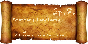 Szatmáry Henrietta névjegykártya